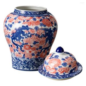 Storage Bottles Blue And White Tea Can Ceramic Canister Jar Candy Multifunction Loose Container Chinese Style Food