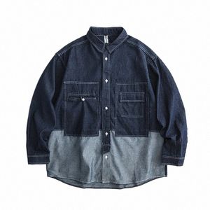 Camisa jeans para homens Cityboy solto casual Harajuku Streetwear Fi Lg manga denim camisas de carga masculinas mulheres camisa e blusa t4NZ #