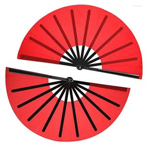 Decorative Figurines 2 Pieces Folding Fan Nylon Cloth Handheld Chinese Tai Decoration Fold Hand For Party Favors (Red)