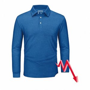 Tacvasen Mens LG Sleeve Polo Shirts Moisture Wicking Lightweight Pullover 3 Butts Casual T-Shirt Fishing Golf Sports Tops E0HN#