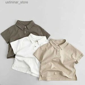 T-shirts 2023 Summer New Children Short Sleeve T Shirts Solid Kids Polo Shirts Fashion Girls Lapel T Shirts Cotton Baby Boy Tee24328