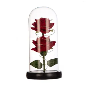 Decorative Flowers Rose Flower Gift For Women Valentines Day Mom Artificial Anniversary Decor With Lights Table Lamp