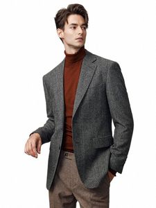 43% Wool Men Suits Blazer Formal Wedding Groom Man Wear Autumn Spring Luxury Grey Jackets Office Casual Clothing Plus Size 58A i5c1#