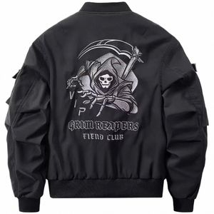 Schädel Stickerei Bomber Herren Jacken Motorrad Kleidung Baseball Uniform Winter Outdoor Übergroßen Harajuku Streetwear 2023 Mäntel 56hw #