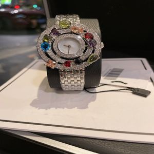 豪華なデザイナーの時計女性のマルチカラーダイヤモンドシトリンペリドットブルートパーズとガーネットQuartz290c