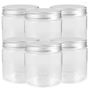 Lagringsflaskor 6 st aluminium lock mason burkar honung tätade mini mat behållare plast terrarium glas behållare lock hushåll med