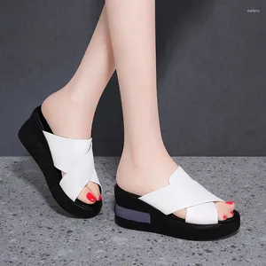 Hausschuhe Damen High Heels Dicker Boden Freizeitschuhe Damen Freizeit Sommer Keile Sandalen Frau Frauen Plateau Pantoletten Slipper