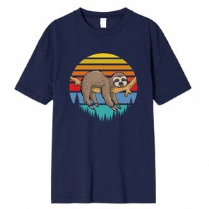 Sloth sover hängande från grenar tryckt manliga klädkvalitet överdimensionerade t-shirts sommaren andningsbar t-shirt hip hop cott tee n71u#