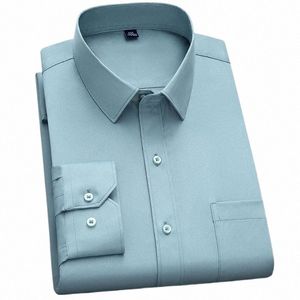Bamboopol Nowa koszula Fi n-ir anty-wrinkle klasyczne solidne businowe miękkie koszule z rękawami lg dla mężczyzn Aechoice 95za#