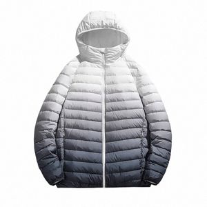 gradient Down Jackets Men Ulltra Light 90% White Duck Down Jackets Fi Hooded Winter Coats Male Windproof Warm Parkas i7FI#