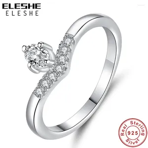 Cluster Rings Luxury Water Drop CZ Crystal Finger 925 Sterling Silver For Women Birthday Party Jewelry Gift Bague Femme