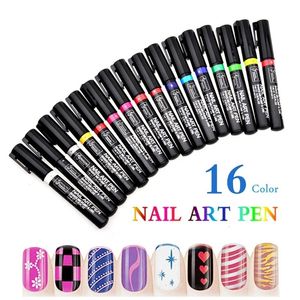 Set di penne per graffiti per nail art a 16 colori, disegno impermeabile, pennello per rivestimento, fiore fai da te, arte astratta, accessori per strumenti, manicure