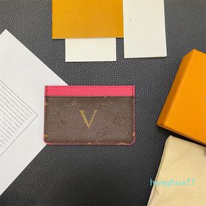 20Style Designer Card Holder äkta läder Kvinnor Män Purses Credit Coin Mini Wallet Bag Double Sided Walls Key