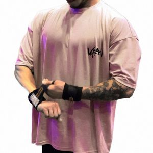 T-shirt da uomo nuova palestra Bodybuilding Abbigliamento manica corta da uomo Fi Casual per uomo Top Fitn Felpa oversize 25t8 #