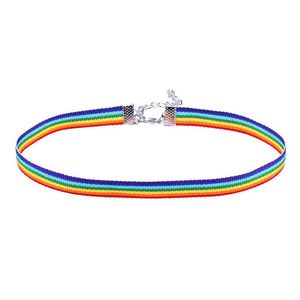 Chokers Gay Pride Rainbow Choker Naszyjnik dla mężczyzn kobiety i koronkowy kołnierz wstążki chocker z zawieszką LGBT Biżuteria Dowolna dostawa DHZ5W