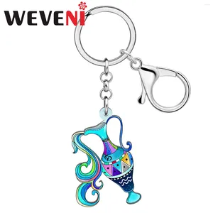 Keychains Weveni Akryl Vattumannen Horoskop Key Chain Astrology Disc Smycken för kvinnor Kids Novelty födelsedagspresent Tillbehör