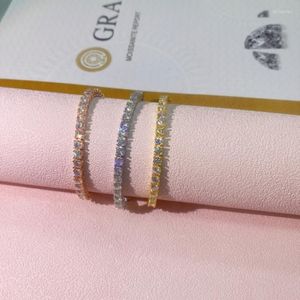 Urok Bracelets Prawdziwy 4 mm moissanite Blask Full Diamond Gra 925 Srebrny Srebrny Wedding Speed ​​Party Bejdia dla womencharm292e