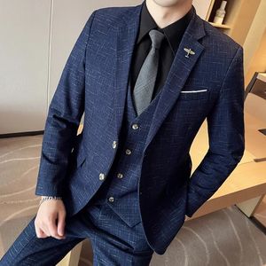 Abito da uomo da uomo di alta qualità, gilet, pantaloni, moda, affari, professionista, uomo, sposo, set da 32 pezzi 240318