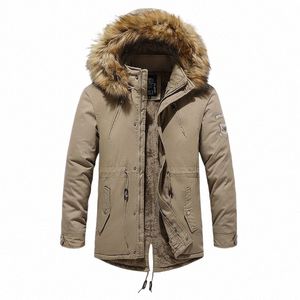 2022 giacca invernale Parka da uomo Cott in pile spesso caldo collo di pelliccia grande con cappuccio Parka casual tasche multiple giacche antivento v8Yp #