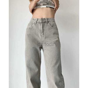 Women's Jeans Grey Womens Jeans High Waist Vintage Straight Baggy Denim Pants Streetwear American Style Fashion Casual Wide Leg Denim Trouser 24328