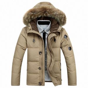 aboorun Men's Winter Duck Down Jackets Big Fur Collar White Duck Coat Casual Thick Warm Coat Parka for Male R1326 Z5ow#