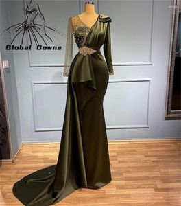 Party Dresses Elegant Mermaid Evening Pärled Crystal Formal Dress Nigeria Arabic Birthday Clown Dinner Gowns Vestido de Festa