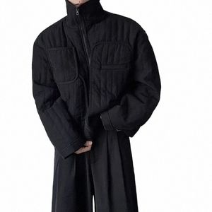 dark Simple Short Cott Jacket Fall and Winter Men and Women Casual Loose Stand-up Collar Cott Jacket Fi Coat Jackets q2el#
