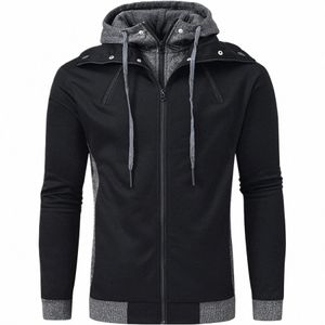 Mäns Winter Casual Jackets Double-Zipper Coat Streetwear Fleece Turtleneck Slim Fit Coats Windbreak Parkas Winter Clothing Q9M6#
