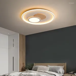 Światła sufitowe lampa drewniana oświetlenie wewnętrzne Proste Dimmer Nowoczesna dekoracja domu do życia w jadalni sypialnia z światłem LED i kontrolą