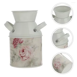 Vaser rustik dekor vas metall hushåll retro blomma potten hink container planter järn hemmakontor