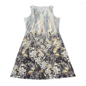 Casual Dresses Lady Mini Dress Stylish Women's Summer V Neck Off Shoulder Sleeveless Retro Floral Printed A-line For Vacation