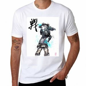 jack de Mass Effect Sumie Style com caligrafia FIGHT T-Shirt gráficos negros camisetas simples para homens cott O60X #