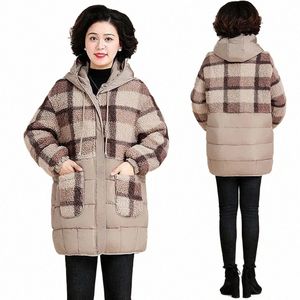 2022 Winter New Down Cott Jacket 여성 대형 크기 LG 후드 두꺼운 따뜻한 패딩 코트 여성 Fi 느슨한 캐주얼 파카 트렌드 D9BX#