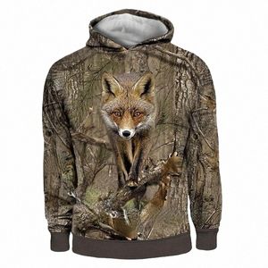 2022 camuflagem masculina impressão 3D Oversized Harajuku Hoodie Fi Street Style Fox Hoodie Lg manga pulôver B0eR #