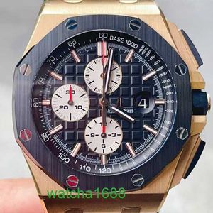 Moissanite AP Relógio de pulso Royal Oak Offshore Series Relógio mecânico automático masculino de ouro com exibição de data Função de tempo Disco preto movimento transparente traseiro