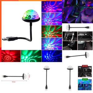 Aggiorna la nuova illuminazione Suono Party Auto USB Mini Luci a sfera da discoteca RGB Multi Color Car Atmosfera Decorazioni per la stanza Lampada Luce stroboscopica magica