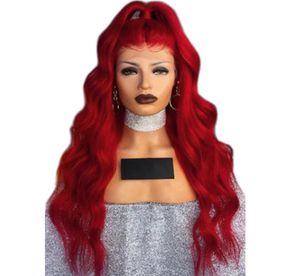 Red Hair Synthetic Lace Front Wigs Body Wave Highlight Red Hair Color Long Heat Resisitant With Natural Baby Hair7866779