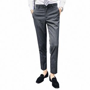 Fi Stilvolle Männer Plaid Streifen Casual Anzug Hosen Klassische Busin Party Hosen Pantal Kostüm Homme Formale Männer Hosen l3Ke #