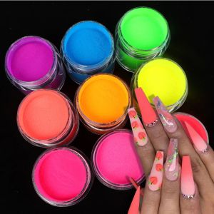 Bottles 9 Colors Neon Acrylic Powder for Nail Decorations Professional Nail Supplies Nail Extension Carving 3d Pattern Polymer Builder