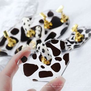 New Milk Cow Pattern Magnetic Nail Holder Cat Paw Design Manicure Practice Holders Nail Display Nail Tray Palette- for cat paw nail display- for cat paw nail display