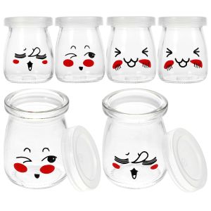 JARS 6PCS 100mlボトルジャム収納ボトルデザートガラスパッキングプリンジャーヨーグルトゼリーキッチンフードコンテナ