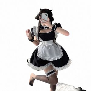 Novo Natal Sexy Black Maid Dr Carnival Party Cosplay Traje Feminino Masquerade Party Japonês Kawaii Rosa Lolita Uniforme H4yp #