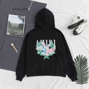 Svett Autumn Amiirss Winter 2024 Hoodie New Sweatshirt Paradise Bird Parrot Print High Street för män och kvinnor BSBJ