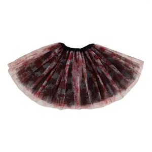 Skirts Dark Red Black Blood Tulle Tutu For Girl Or Women Halloween Carnival Printed Horro Short Skirt Triple Mesh Mini