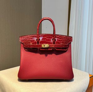 Luxury Handbag Designer Bag 25cm Crocodile Touch Totes Helt handgjorda togo läder med verklig alligator hud grossistpris snabb leverans