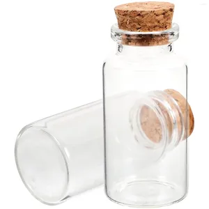 Wazony 2 szklane butelka do przechowywania z kreatywną butelki życzeniowe dekoracje ślubne drewniana okładka