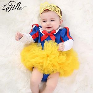 Kläderuppsättningar Zafille Girls Princess Set Birthday Party Baby Costume Long Sleeve Bodysuit Yellow Tutu kjolar Sweet Kids Borns 3st