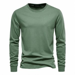 aiopeson Solid Color Cott T Shirt Men Casual O-neck Lg Sleeved Mens Tshirts Spring Autumn High Quality Basic T-shirt Male Q5U8#