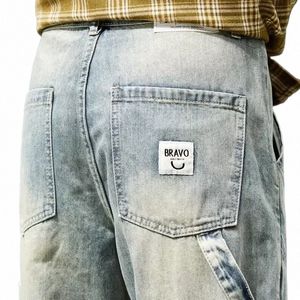 harem jeans män lös passform retro blå fi avslappnad avsmalnande jeans för man breda ben denim byxor vintage kläder män stora n6bw#