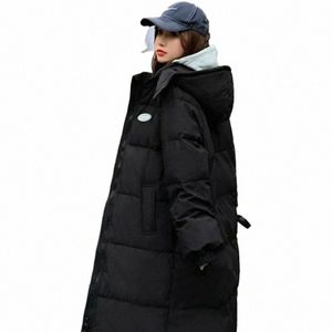 2023 Nya kvinnor ner Cott Coat Winter Jacka Kvinnlig mitten av längden Versi mångsidiga parkor Löst tjockt utkläder Huva överrock S3QZ#